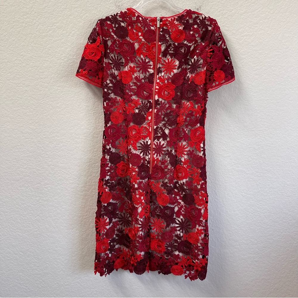 Karen Millen Red Floral Lace Overlay Dress US 10 - Picture 2 of 5